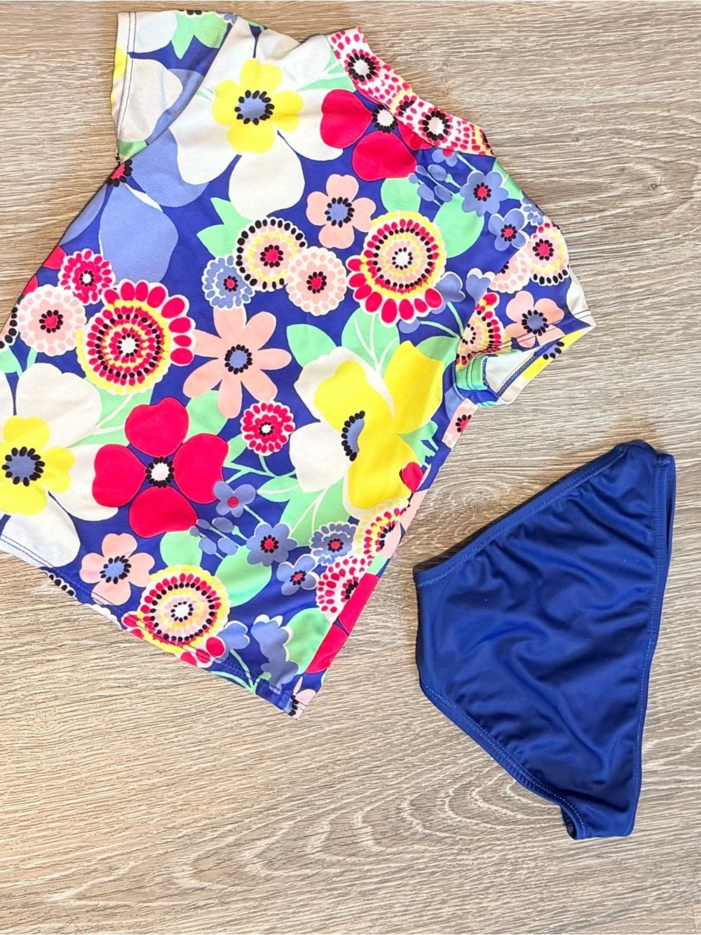 Gymboree Girls Floral Rashguard Set - Blue, Yellow, Pink